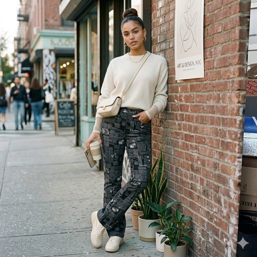 Reformation Newspaper Print‎ Peyton Zine High Rise Bootcut Jeans Black Sz. 25